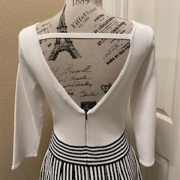 GUESS WHITE/NAVY STRIPE 3/4 SLEEVE CUTE DRESS XL - Picture 6 of 6